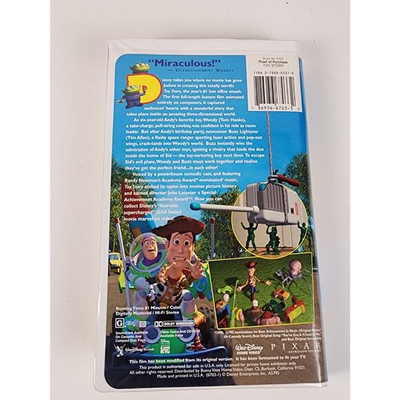 VTG 1995 Walt Disney's TOY STORY Pixar Films VHS Movie - Picture 3 of 11
